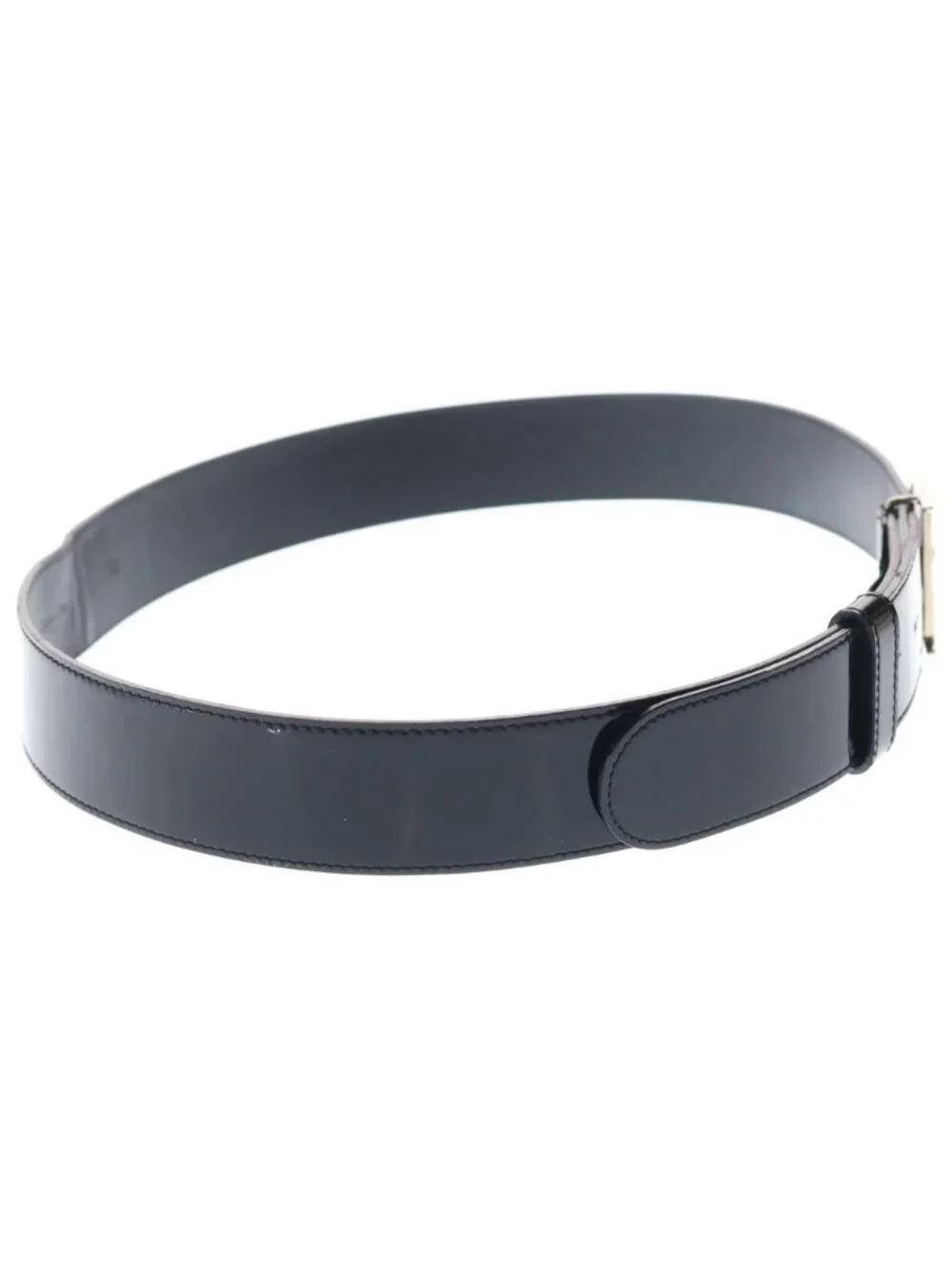Dior Logo Buckle Patent Leather Belt Black